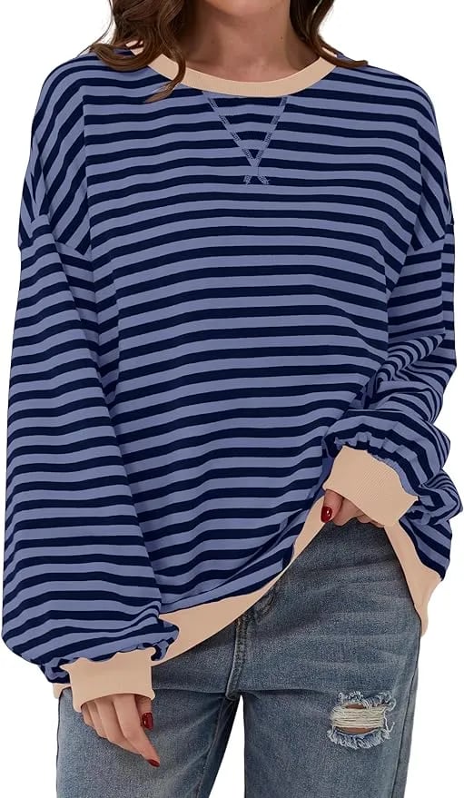 🎁Hot Sale🔥Women's Stripes Color Block Sweatshirts