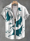 Vintage Fish Manta Rays Print Casual Jacquard Shirt