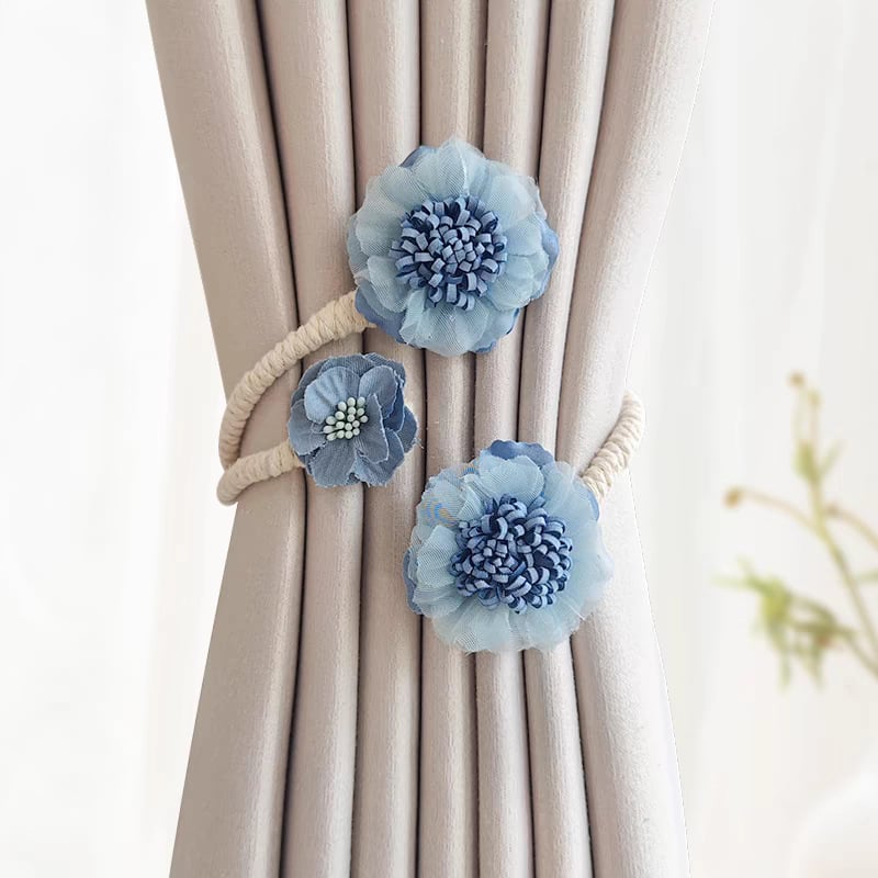 🌸🌸Simple fresh flowers creative decorative gauze curtain organizer with curtain buckle clip - vimin