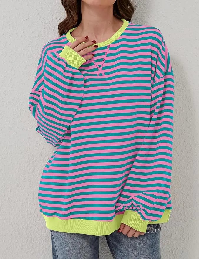 🎁Hot Sale🔥Women's Stripes Color Block Sweatshirts