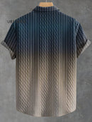 Gradient Stripes Art Print Casual Jacquard Shirt