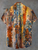 Vintage Pattern Oil Painting Art Print Casual 100% Cotton Shirt