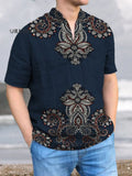 Men's Bohemian National Style Vintage Print Casual 100% Cotton Shirt