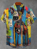 Graffiti Style Art Dog Decorative Pattern Casual 100% Cotton Shirt