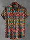 Vintage Ethnic Pattern Art Print Casual 100% Cotton Shirt