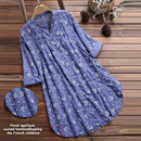 🌸Women's new cotton linen floral loose shirt dress