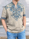 Blue Bohemian National Style Vintage Print Casual 100% Cotton Shirt