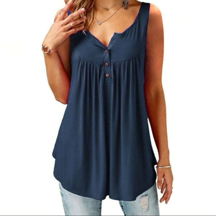 ✅HOT SALE 49% OFF🎯Comfy Loose Button Sleeveless Tank Top For Women