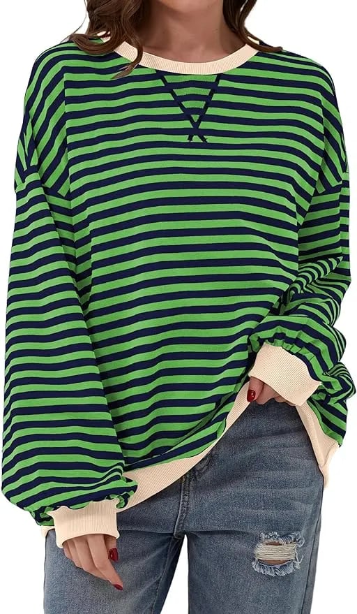 🎁Hot Sale🔥Women's Stripes Color Block Sweatshirts