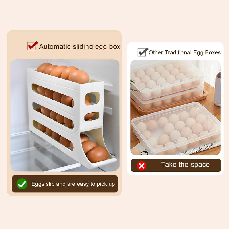 💘Big Sale Buy 1 Get 1 💘Egg Holder for Fridge. Eggs Dispenser Auto Rolling