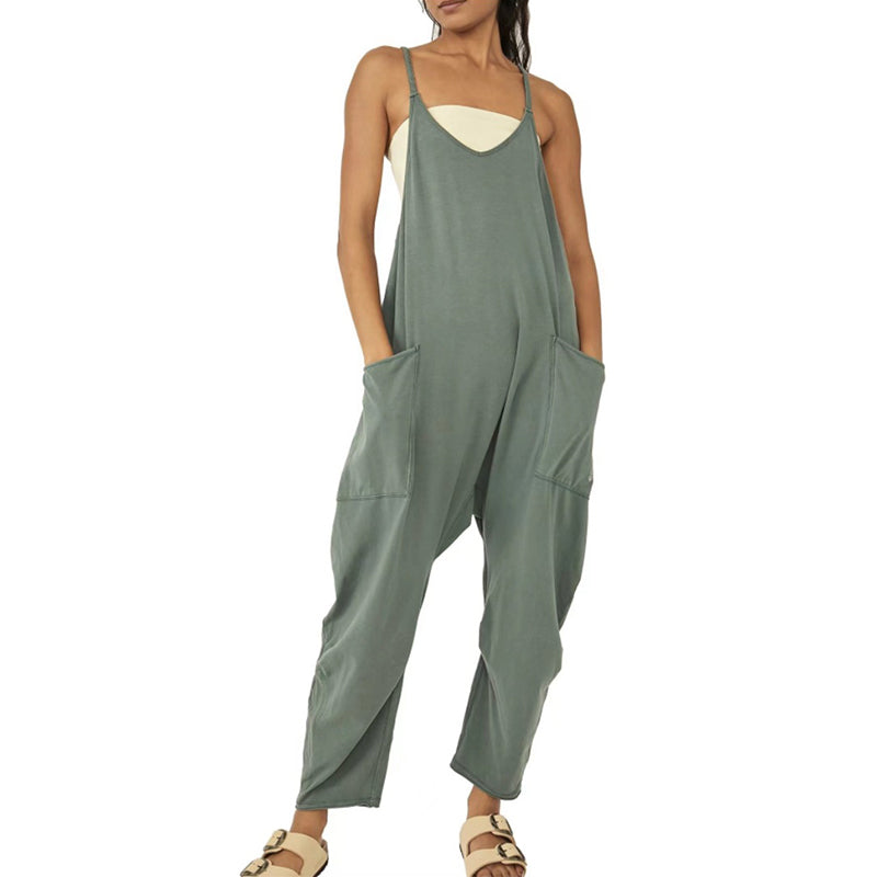 Solid V-Neck Sling Pocket Jumpsuit✈️Free Shipping