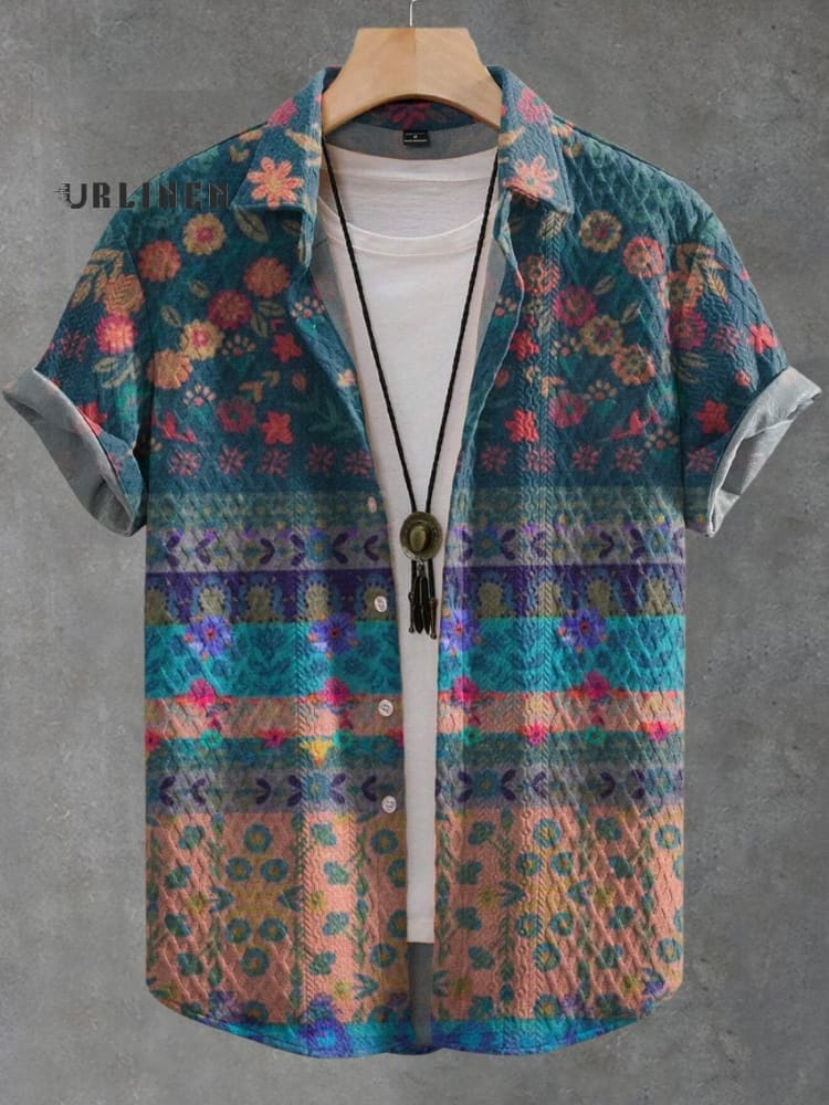 Vintage ART Print Casual Jacquard Shirt