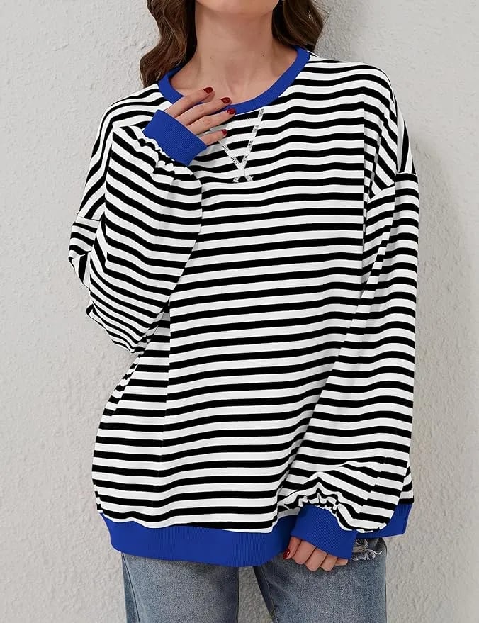 🎁Hot Sale🔥Women's Stripes Color Block Sweatshirts