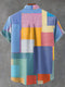 Abstract Art Colorful Geometric Squares Decoration Pattern Casual 100% Cotton Shirt