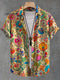 Vintage Indian Folk Floral Art Print Casual Jacquard Shirt