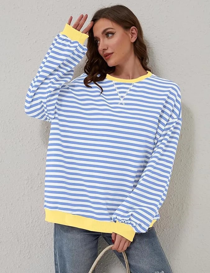 🎁Hot Sale🔥Women's Stripes Color Block Sweatshirts