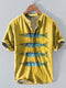 Yellow Sardines Art Casual Cotton And Linen Polo