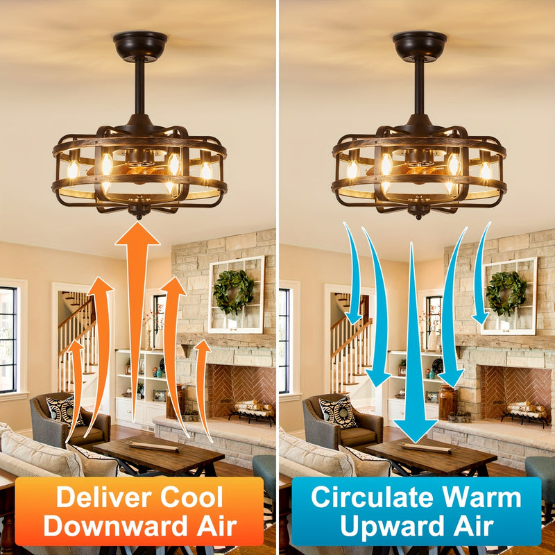 Reversible 3 Speeds Vintage Brown Ceiling Fan