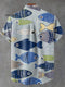 Vintage Lovely Fish Art Print Casual 100% Cotton Shirt