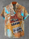 Ink Guitar Music Vintage Print Casual 100% Cotton Shirt