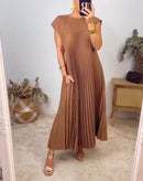 🎁Hot Sale 49% OFF🎁Women Pleated Simple Solid Color Dress