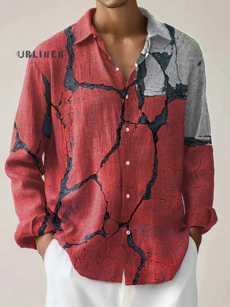 Cracked Red Wall Vintage Art Print 100% Cotton Long Sleeve Shirt