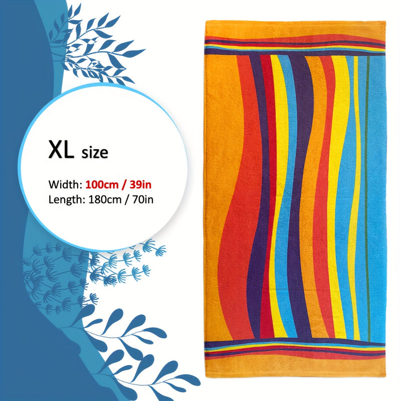 Extra Large Striped Beach Towel - Ultra-Soft Microfiber, Quick-Dry & Sand-Free, Perfect for Travel, Yoga, Camping & Swimming - Machine Washable, Beach Towel