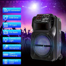 Portable Wireless Trolley Speaker with LED DJ Lights, Microphone & Wheels