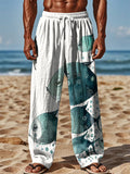 Men's Vintage Fish Art Printed Casual Trousers