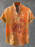 Orange and Yellow Gradient Decorative Pattern Casual 100% Cotton Shirt