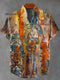 Vintage Pattern Oil Painting Art Print Casual 100% Cotton Shirt