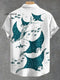 Vintage Fish Manta Rays Print Casual Jacquard Shirt