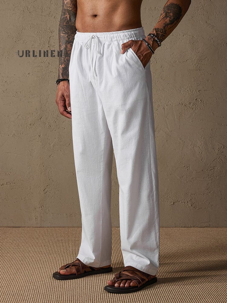 Casual Loose Fit Cotton Linen Straight Pants