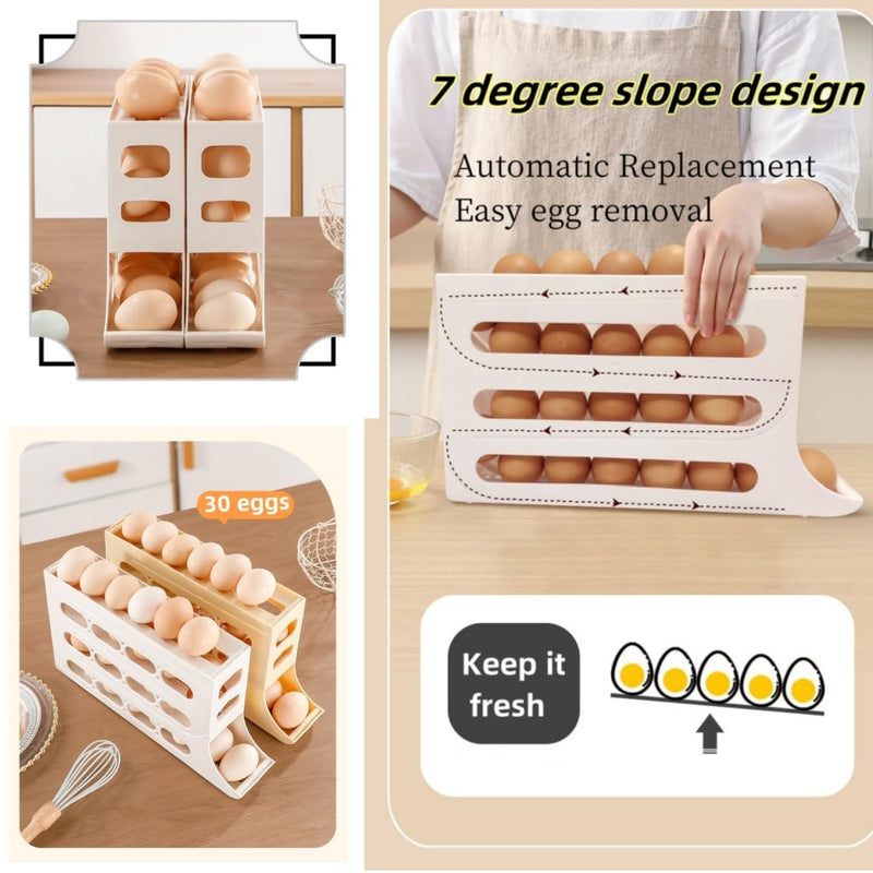 💘Big Sale Buy 1 Get 1 💘Egg Holder for Fridge. Eggs Dispenser Auto Rolling