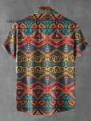 Vintage Ethnic Pattern Art Print Casual 100% Cotton Shirt