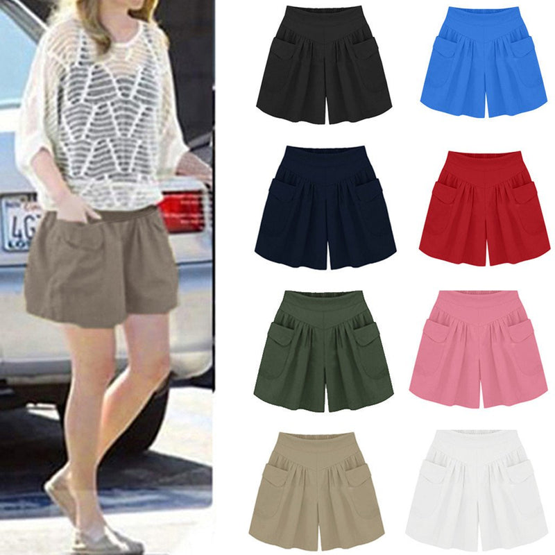 Women Beach Casual Hot Shorts with Elastic Waistband