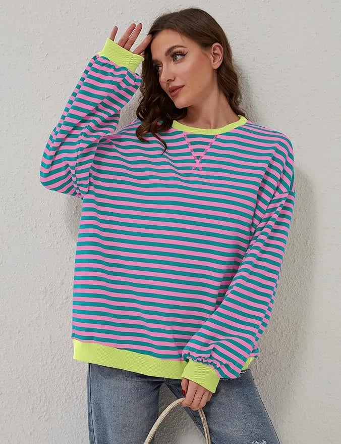 🎁Hot Sale🔥Women's Stripes Color Block Sweatshirts