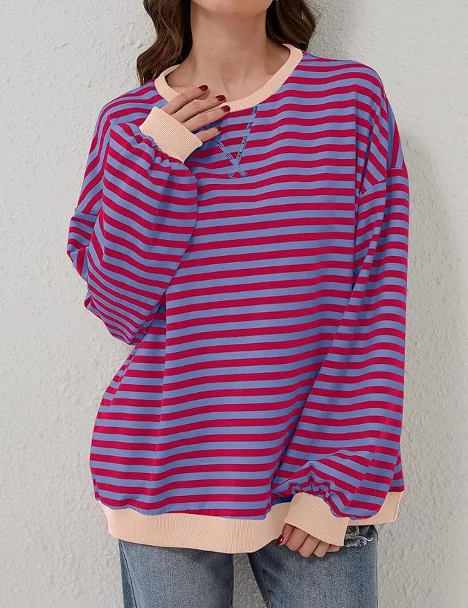 🎁Hot Sale🔥Women's Stripes Color Block Sweatshirts