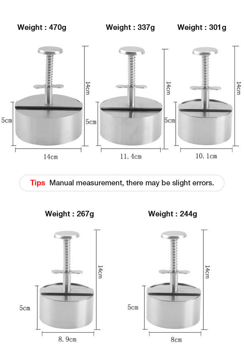 Manual meat press for hamburger patties