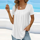 🔥Hot Sale - 49% OFF🔥Square Neck Solid Color Short Sleeve T-Shirt - Chic & Elegant Style✈️Free Shipping