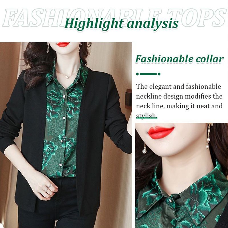 🎁Hot Sale 50% OFF⏳Printed Splicing Fake 2-piece Shirt for Women✈️Free Shipping