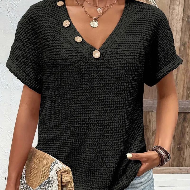 Women's Stylish V-neck Short-sleeved Top