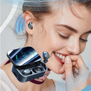 Wireless Bluetooth Headset with 2000mAh Charging Bin and HD Mirror Digital Display