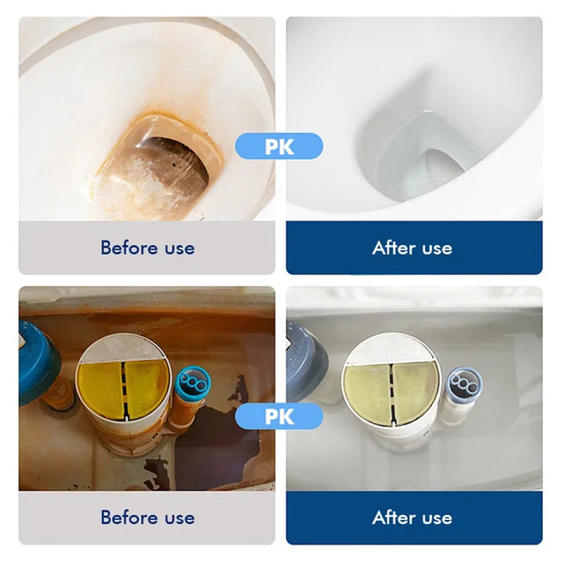 Powerful yellowing and limescale remover for toilet bowls