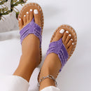 Summer Fluffing Canvas Flat Flip Flop