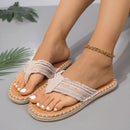 Summer Fluffing Canvas Flat Flip Flop