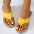 Summer Fluffing Canvas Flat Flip Flop