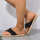 Summer Fluffing Canvas Flat Flip Flop