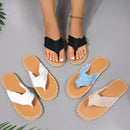 Summer Fluffing Canvas Flat Flip Flop