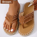 Summer Fluffing Canvas Flat Flip Flop